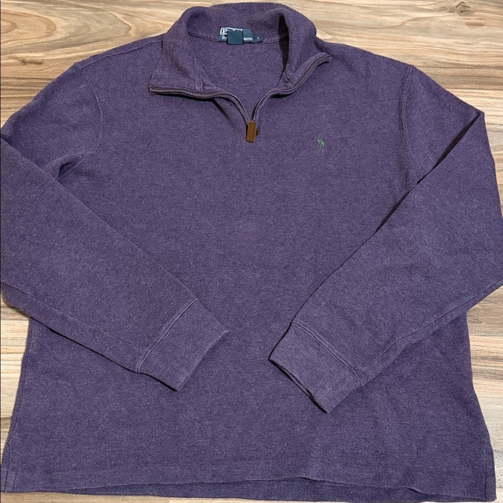 Vintage Polo Ralph Lauren Sweatshirt Men’s Sz. L Purple 1/4 Zip Sweater Cotton